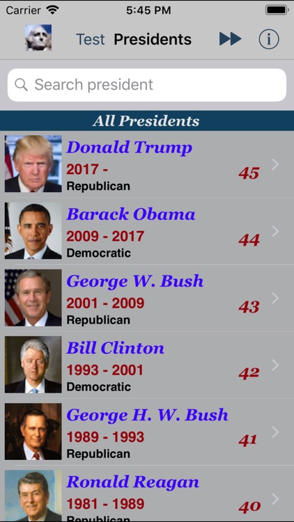 Presidents of USA