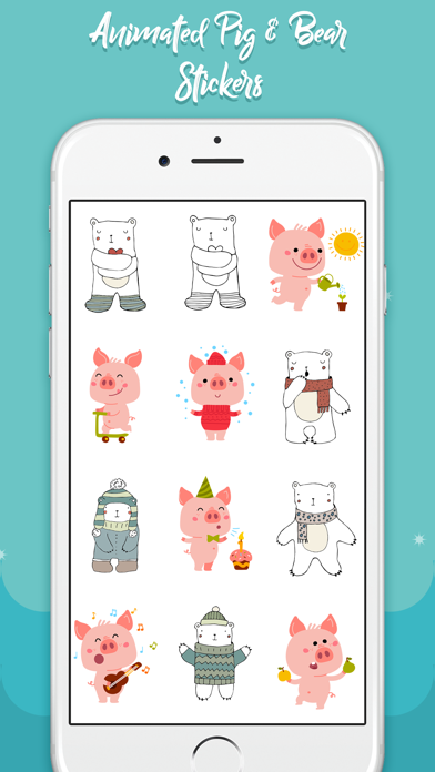 Animated Pig & Bear Stickers screenshot 3