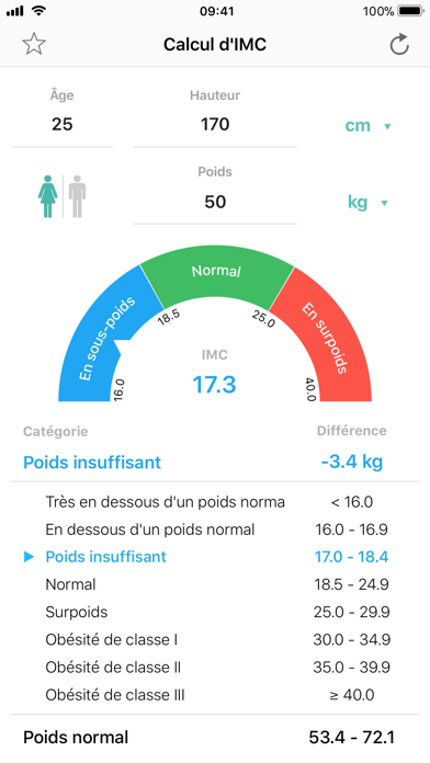 Calcul d'IMC Contrôle du poids Calcul d'IMC Contrôle du poids