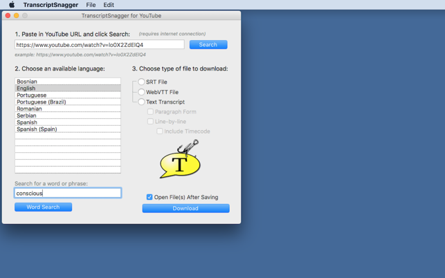 TranscriptSnagger for YouTube
