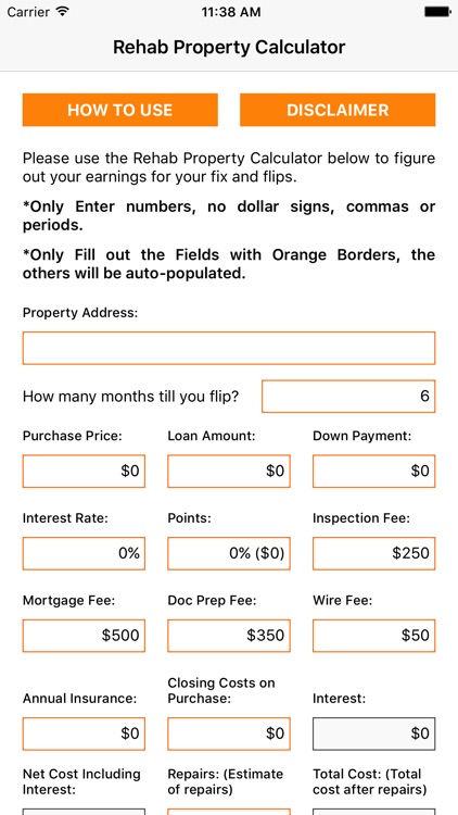 Rehab Property Calculator