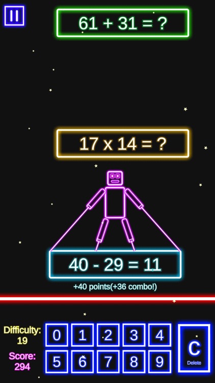 Laser Math Game: 4 Operations