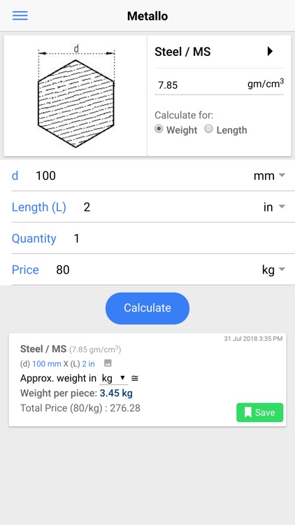 Metallo - Metal Weight Calc