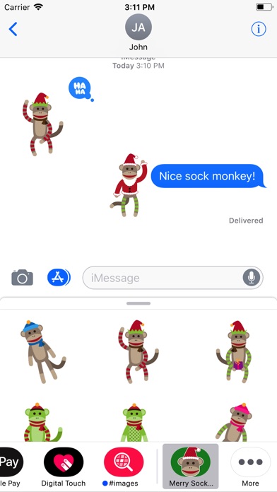 Merry Sock Monkey Stickers screenshot 2