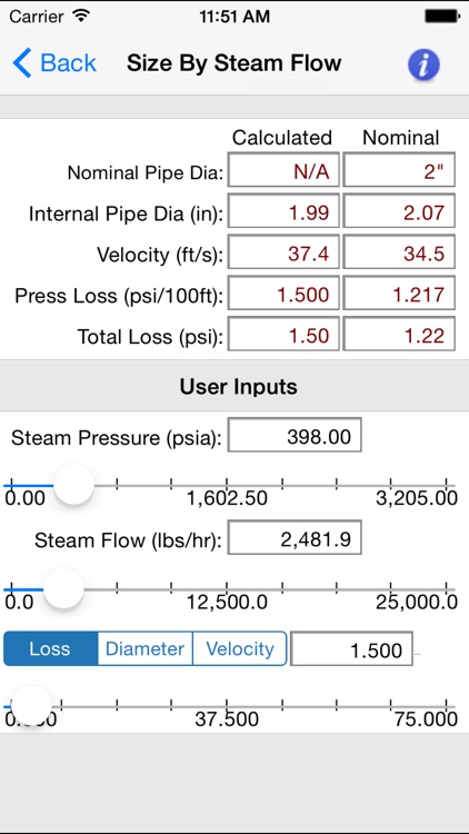 HVAC Pipe Sizer - Steam