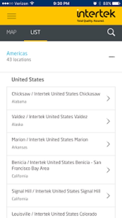 Intertek CAA Directory screenshot 2