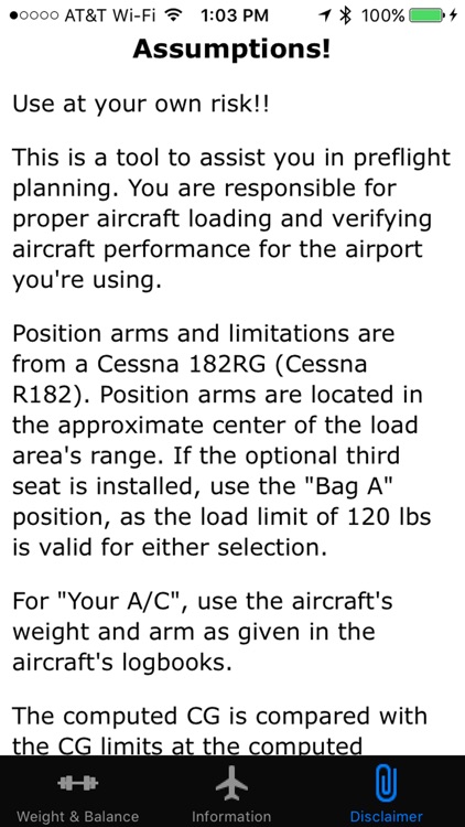 Cessna 182RG (Cessna R182) Weight and Balance C...