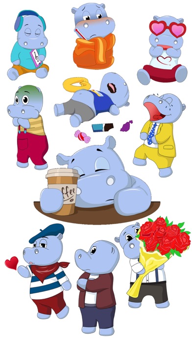 Hippo Cartoon Stickers screenshot 4
