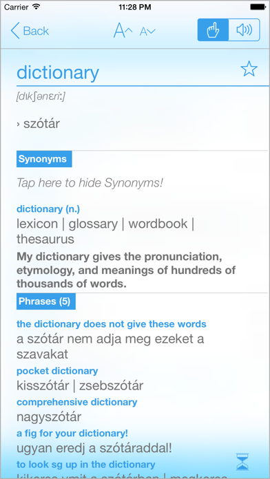 Hungarian English Dictionary and Translator (Magyar - angol szótár) Screenshot 2