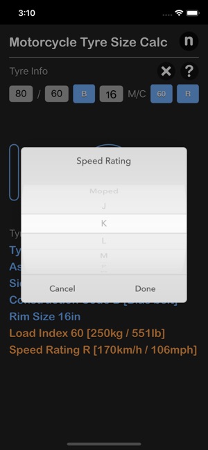 Motorcycle Tyre Size Calc(圖5)-速報App