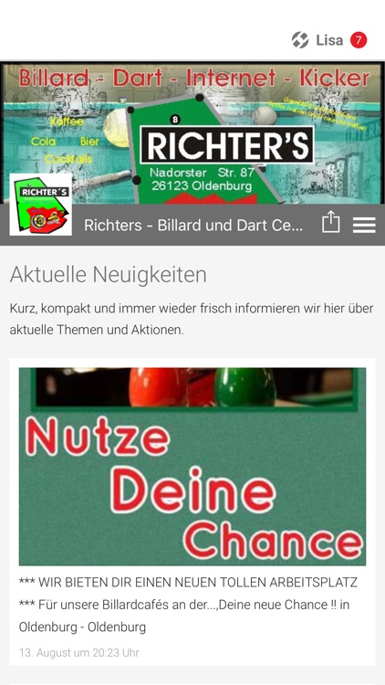 Richters - Billard, Dartcenter