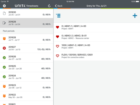 Unit4 Timesheets M4 - náhled