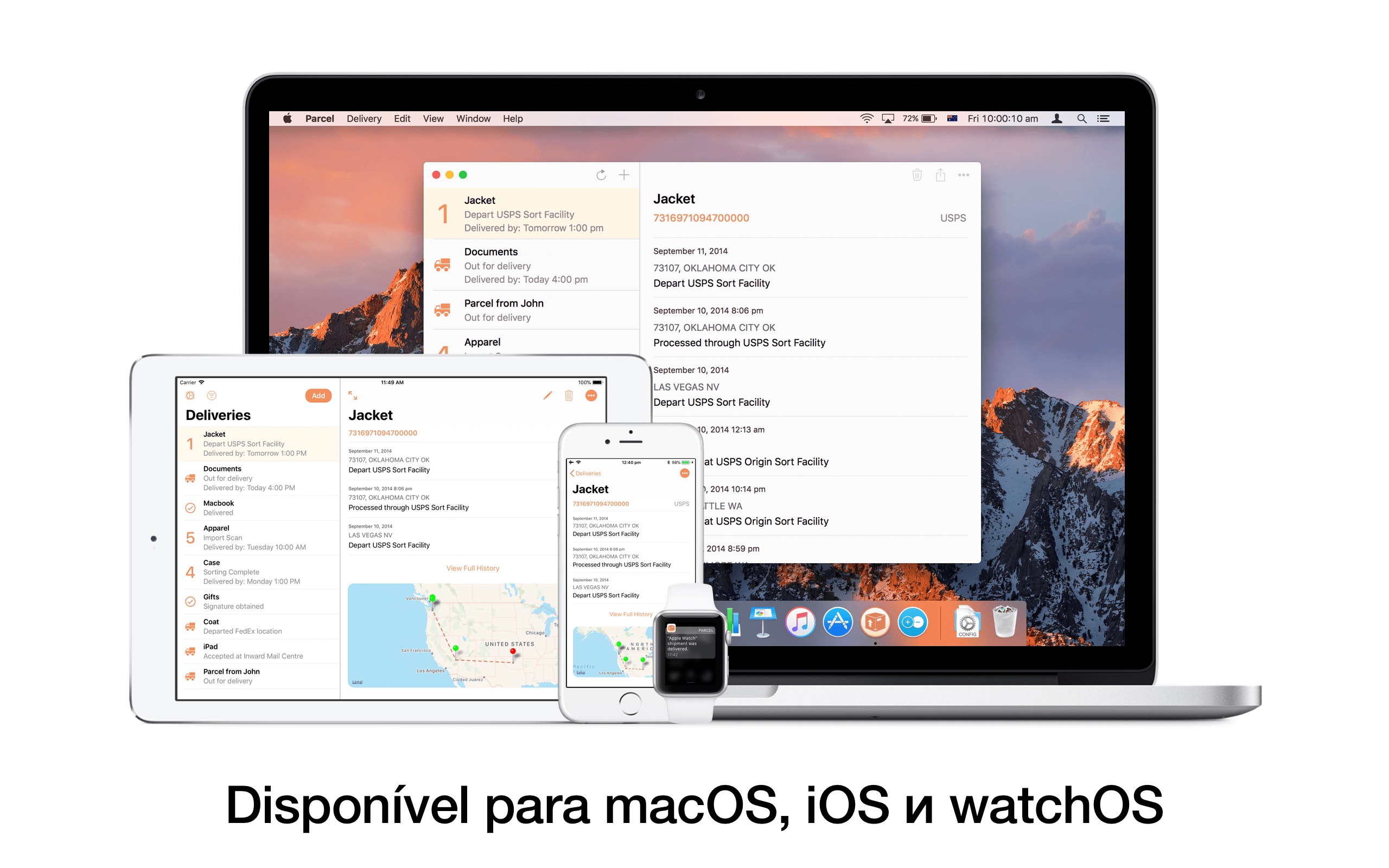 Screenshot do app Parcel