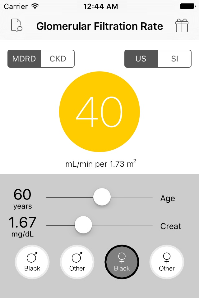 GFR Calculator (MDRD & CKD) screenshot 2