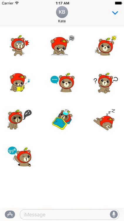 Cute Apple Bear Sticker