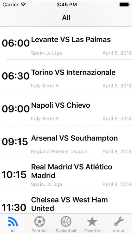 iSports TV Schedule