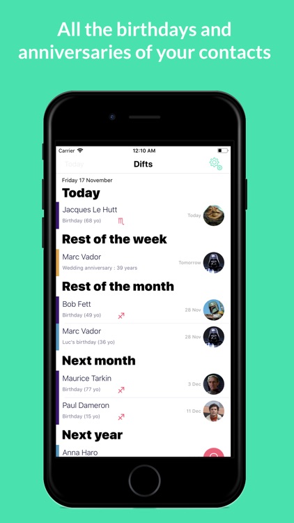 Difts-Events of your contacts screenshot-0
