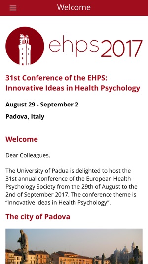 EHPS 2017 Conference, Padova(圖1)-速報App