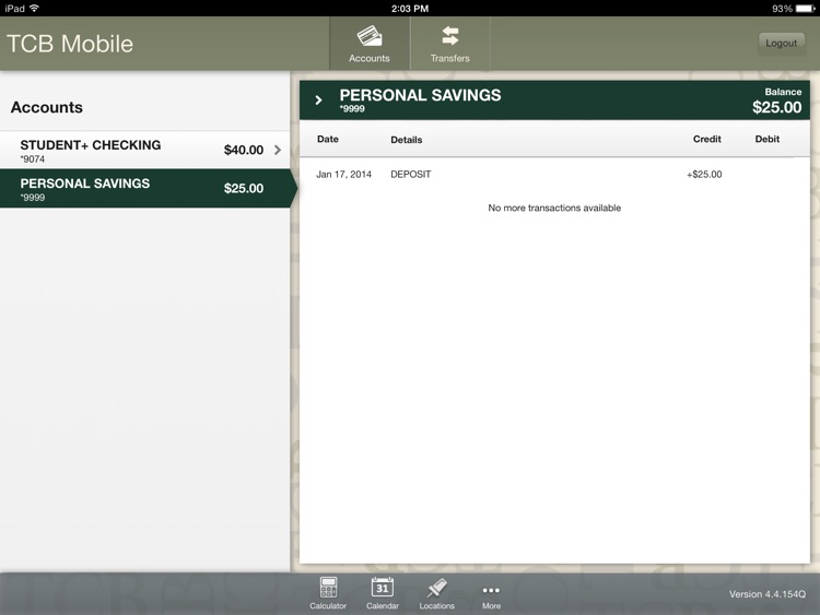 The Tri-County Bank Mobile Banking for iPad