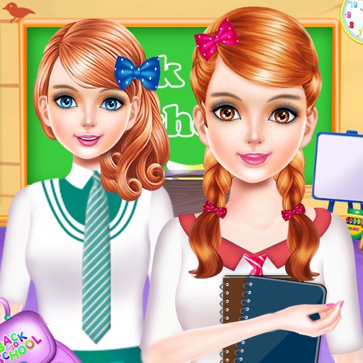 Twins sisters school day fun