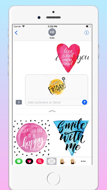 Watercolor Text Emoji Stickers