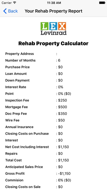 Rehab Property Calculator