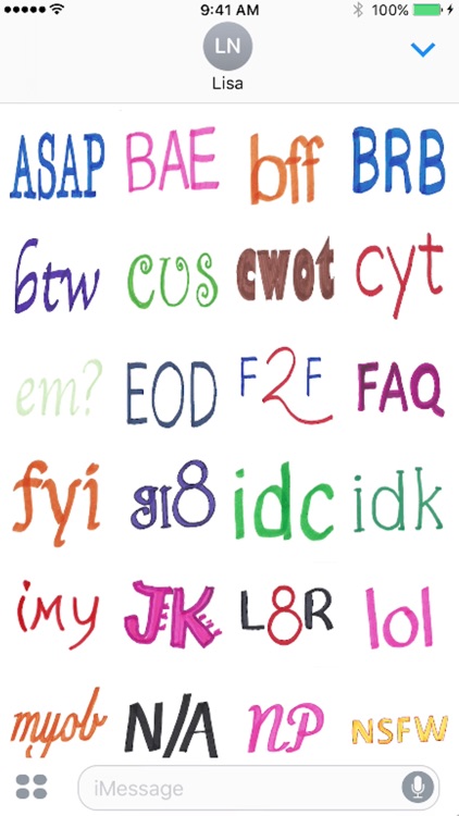 Art For Texting Abbreviations Sticker Pack