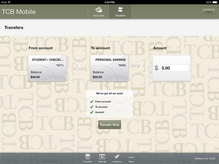 The Tri-County Bank Mobile Banking for iPad screenshot-3