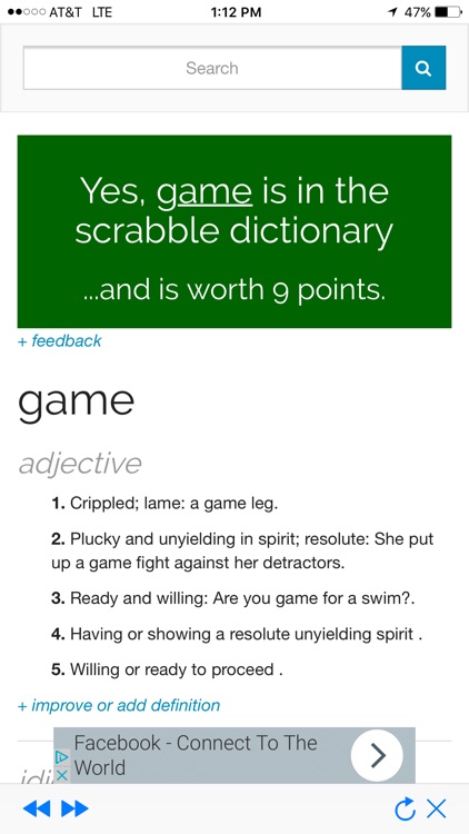 Word Game Dictionary Lookup