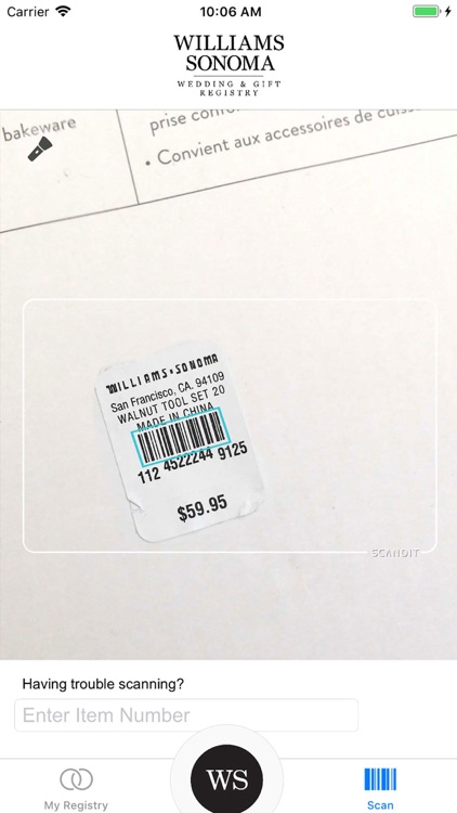 Williams Sonoma Gift Registry