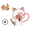 Animated Cat and Love Sticker - Pizza and Fries