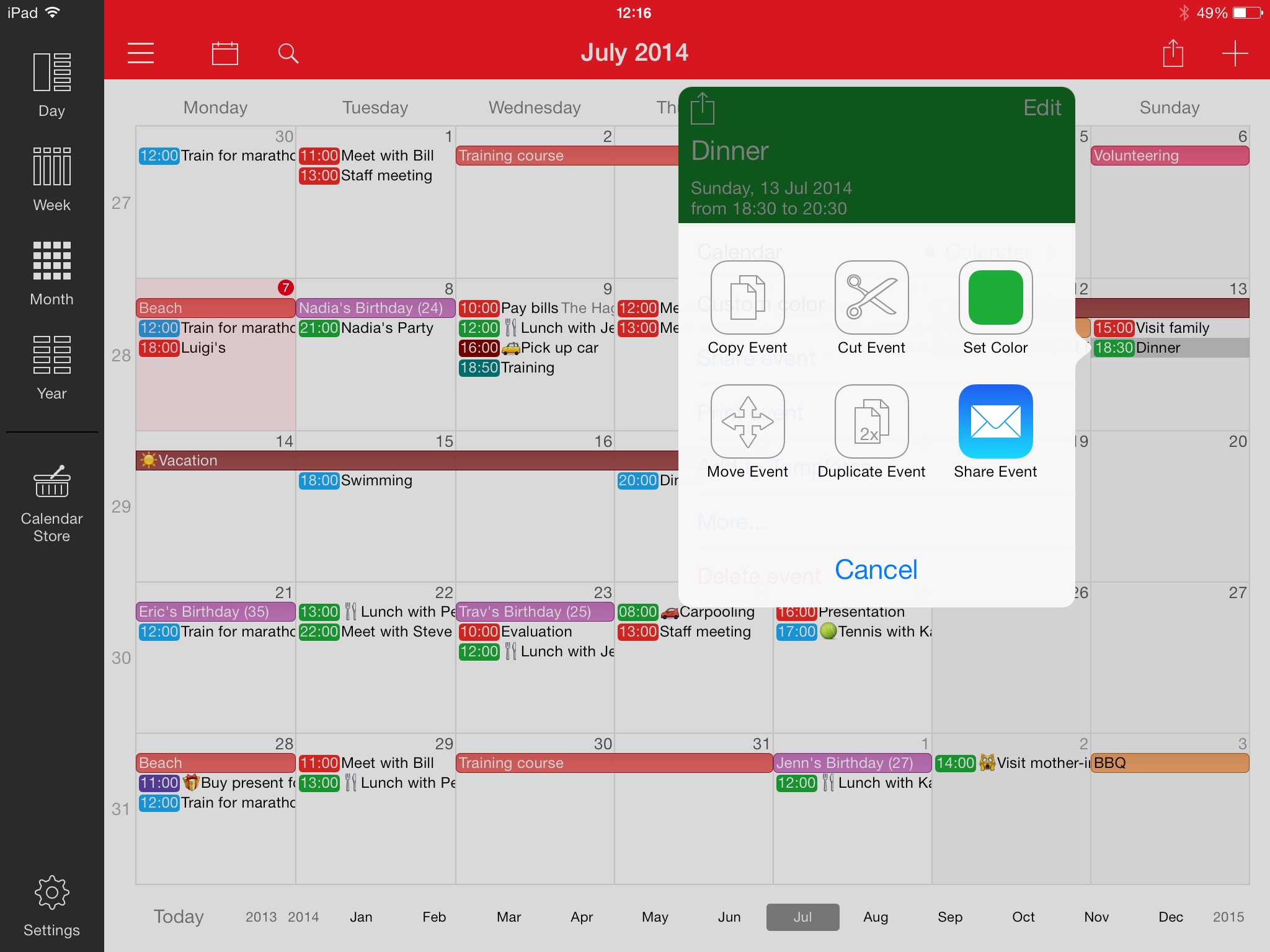 WeekCal for iPad screenshot 3
