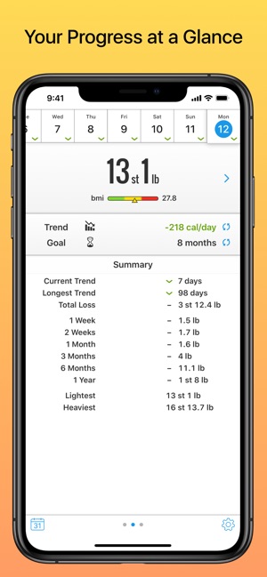 Weight Diary Lite On The Screenshots