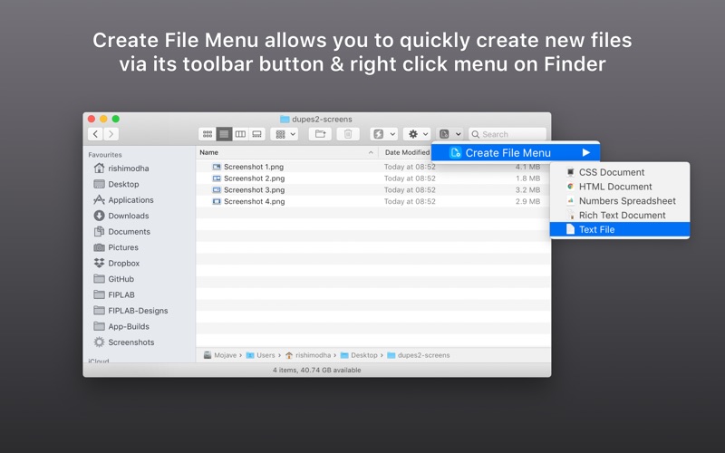 Create File Menu Screenshot