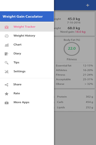 Weight Gain Calculator screenshot 2