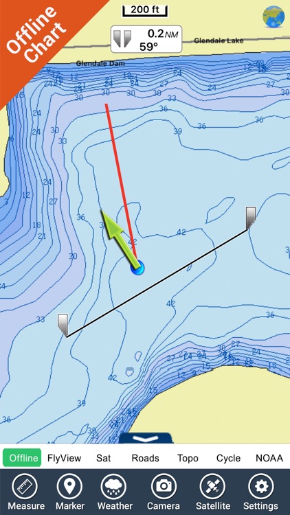 Glendale lake - Pennsylvania GPS fishing charts