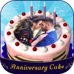 Happy Anniversary Cake With Photo Edit Frame
