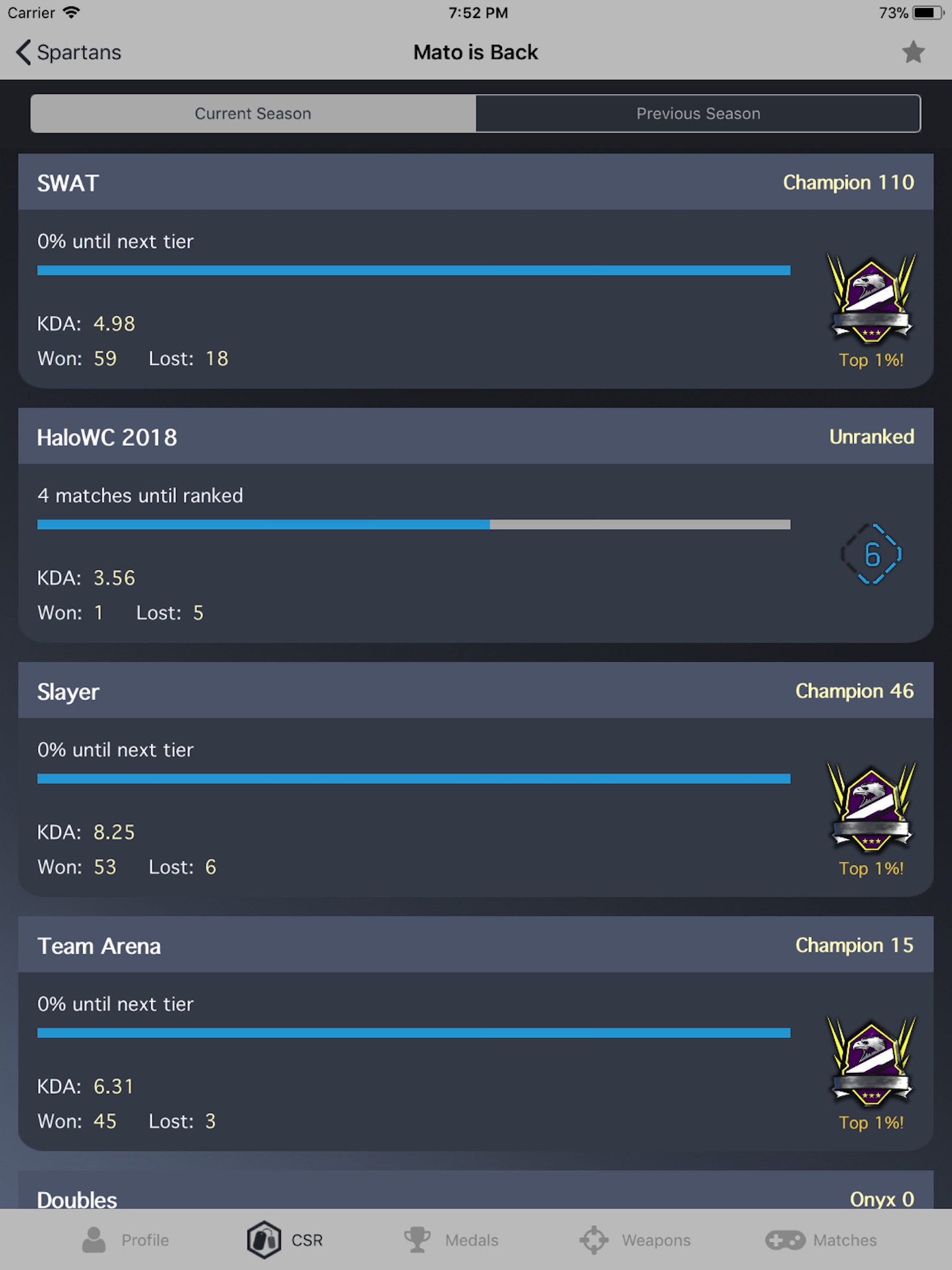 Arena Stats for Halo 5 screenshot 2