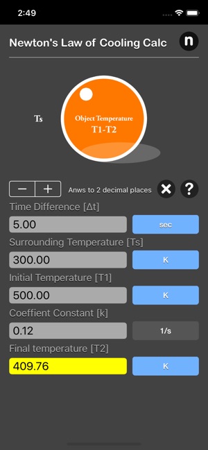 Newton's Law of Cooling Calc