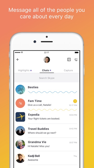 Skype for iPhone Screenshot
