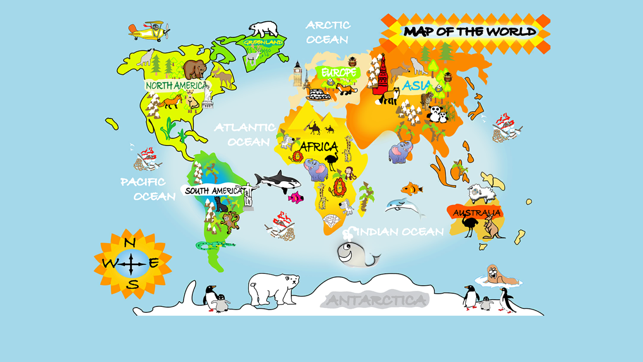 Animals with the world map
