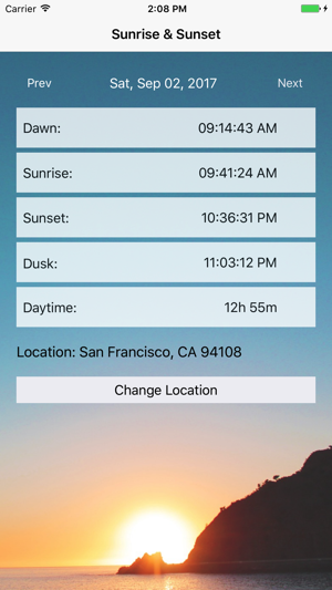 Sunrise & Sunset Times