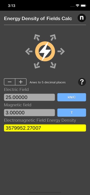 Energy Density of Fields Calc