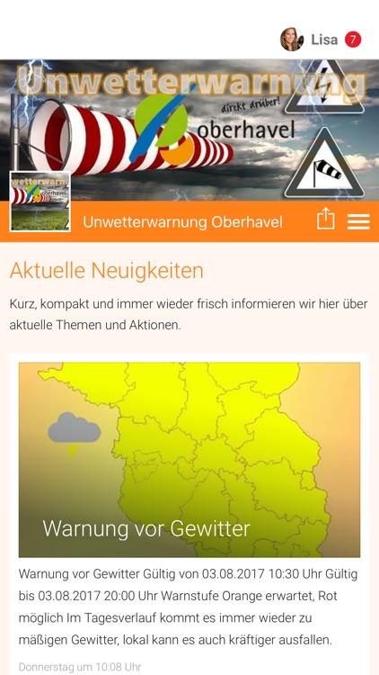 Unwetterwarnung Oberhavel