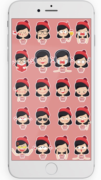 Red Beret French Girl Stickers