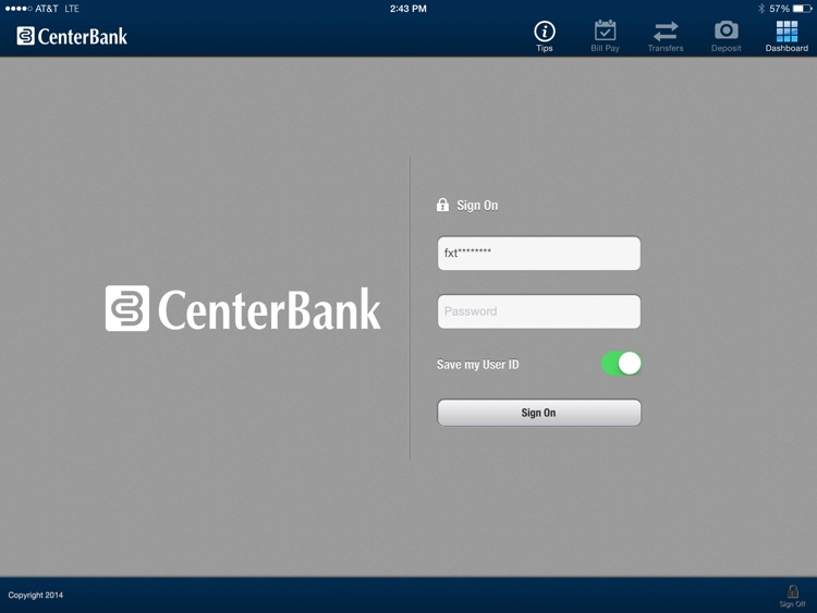 CenterBank Mobile iPad Version