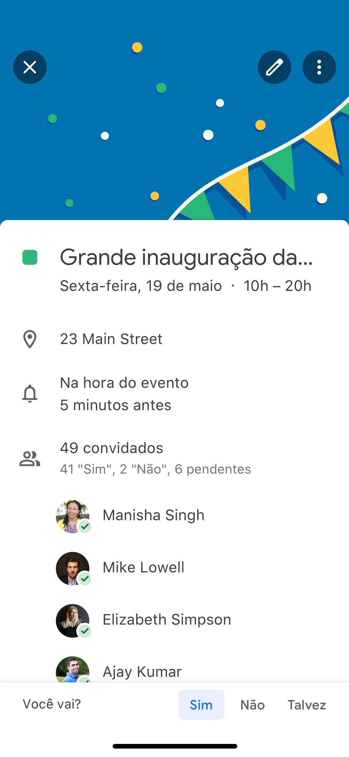 Screenshot do app Google Agenda