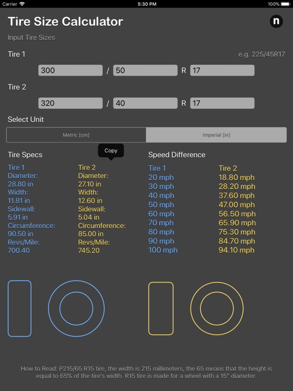 【图】轮胎尺寸计算器(截图3)