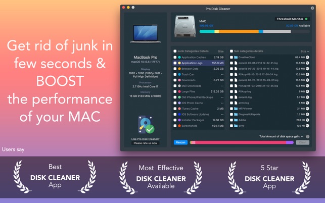 Proディスククリーナー Disk Clean をmac App Storeで