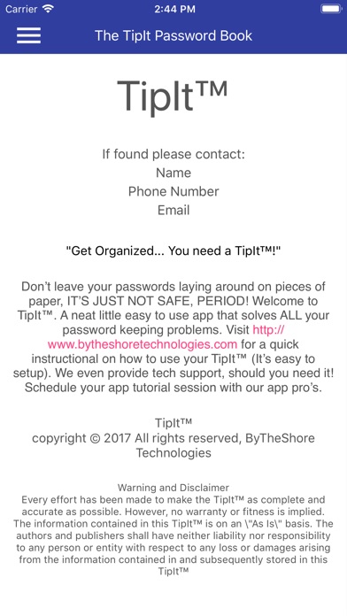 The Tiplt Password Book screenshot 2